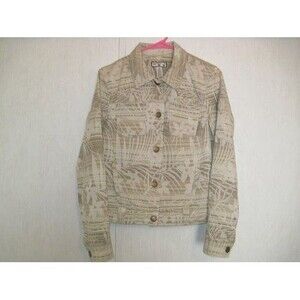 Caribbean Joe Womens Jacket Size M Cotton Blend Floral Button Front Lightweight